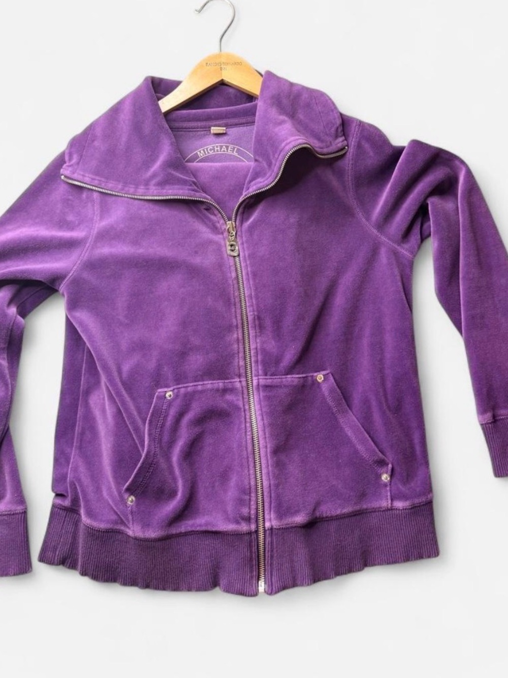 MICHAEL Michael Kors Purple Velour Tracksuit Set Zip Jacket Pants Y2K - Picture 3 of 7